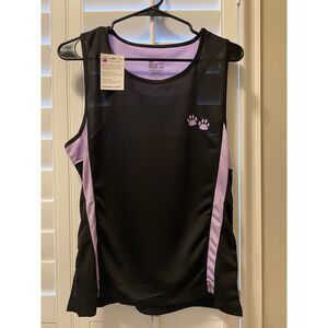 The Animal Rescue Site Sleeveless Blk/Ppl Cool Dry Knit Tank Top Paw Print Large